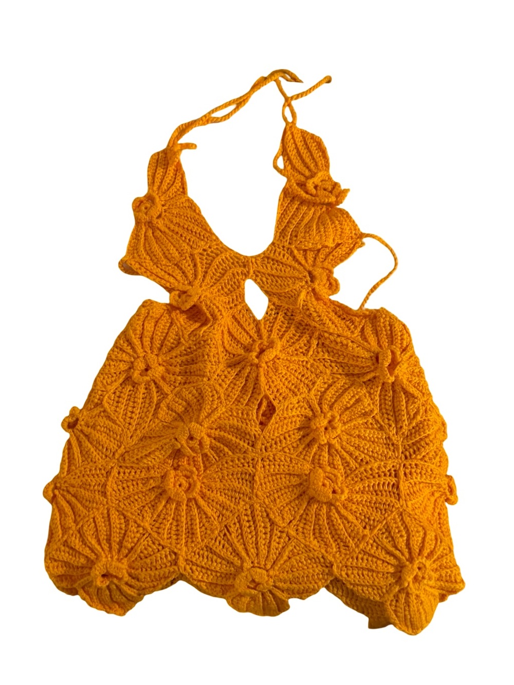 Floral Crochet Mini Halter Dress in Bright Orange Small new in packaging - Picture 2 of 10